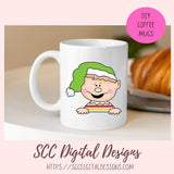 Cute Christmas Elf Clipart & Digital Stamps, Line Art PNG for Kids Coloring Pages, Christmas Cookies Clip Art for Sublimation for Stickers