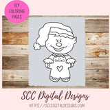 Cute Christmas Elf Clipart & Digital Stamps, Line Art PNG for Kids Coloring Pages, Christmas Cookies Clip Art for Sublimation for Stickers