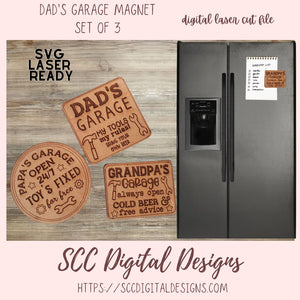 Dad's Garage Magnet Set of 3 SVG Laser Ready 3&nbsp;designs in svg digital laser format