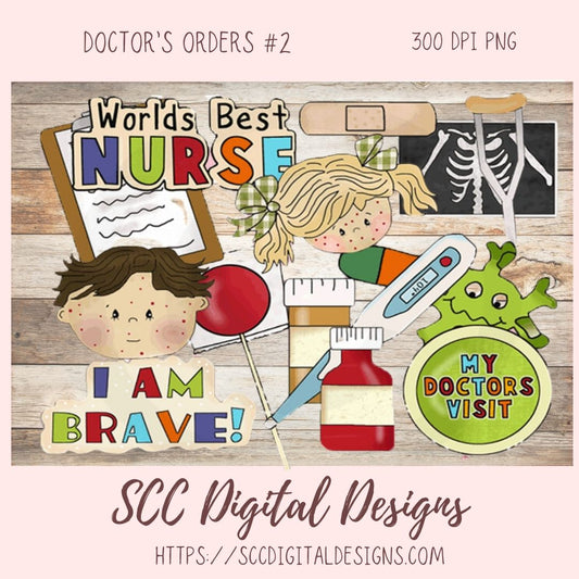 Doctor's Orders Clipart, World's Best Doctor Wordart for Mugs, Medical PNG Images for Digital Scrapbooking, Word Art Elements for Cards