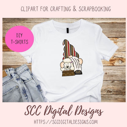 Dog Lover Gnome Clipart 6 designs in 300 dpi png format border collie dog poodle yorkshire terrier