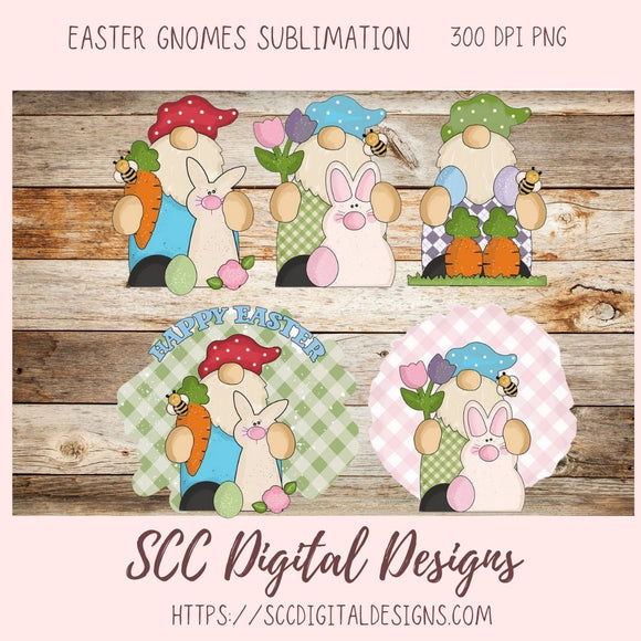 Easter Gnome PNG, Bunnies, Colored Eggs, Carrots & Bumble Bees Clip Art for Stickers for Kids, Sublimation Designs for T-Shirts for Women