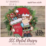 Elf Trio Ornament Set of 3 SVG 3 designs digital laser cut svg format