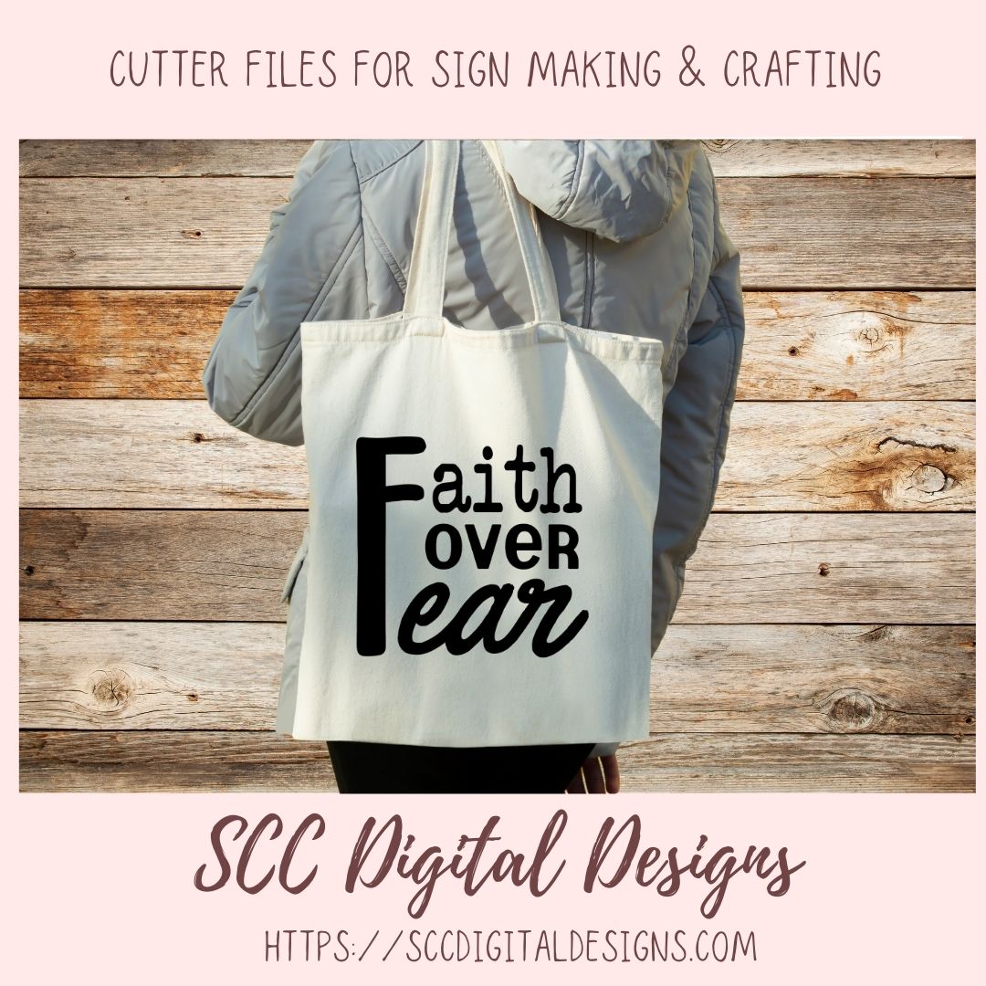 Faith Over Fear SVG, Religious Inspirational Quote Wall Art for Girlfriend Christian Farmhouse Sign for Mom Spiritual Beauty Faith-Based Art