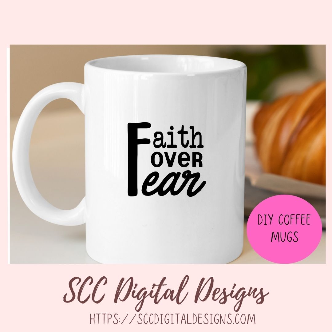 Faith Over Fear SVG, Religious Inspirational Quote Wall Art for Girlfriend Christian Farmhouse Sign for Mom Spiritual Beauty Faith-Based Art