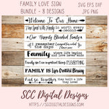 Family Love SVG 8 Sign Design Bundle 8-designs in svg eps dxf jpg png formats