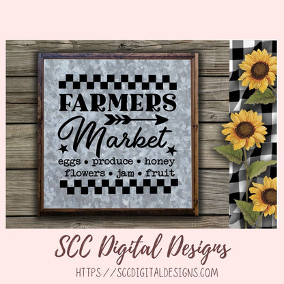Farmers Market SVG, Eggs Produce Honey, Flowers Jam Fruit, Farmhouse Wall Decor for Girlfriend, Farm Fresh Roadside Stand Sinage for Mom