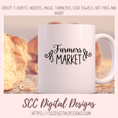 Farmers Market SVG Mini Bundle, Farmhouse Kitchen Decor for Girlfriend, Shop Small & Local Reusable Bag for Mom, Commercial Use Art