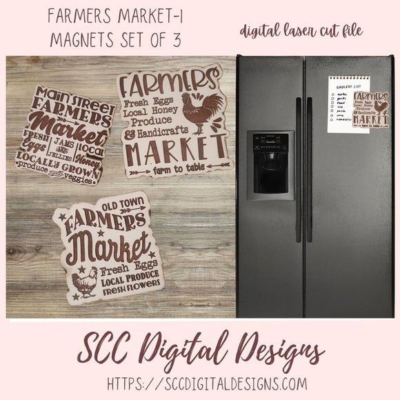 Farmers Market Magnet SVG Collection 1 Designs for Glowforge and Laser Cutters, Farm Fresh Eggs, Local Honey, Fresh Flowers, Chicken Lover Gift, Instant Download Pattern