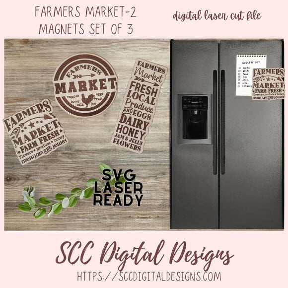 Farmers Market Magnet Set of 3 SVG 3 designs digital laser cut svg format