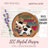 Farm Fresh Milk SVG, 3d Cow Farmhouse Sign Decor, Designed for Glowforge & Laser Cutters, Digital Laser Cut File, Instant Dowload Woodworking Pattern