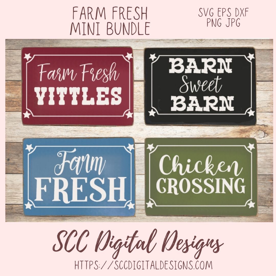 Farm Fresh Mini Bundle SVG, Farm Fresh Vittles Farmhouse Decor For Mom, Barn Sweet Barn T-Shirt for Girlfriend, Farm Fresh Chicken Crossing