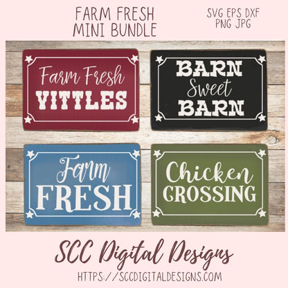 Farm Fresh Mini Bundle SVG, Farm Fresh Vittles Farmhouse Decor For Mom, Barn Sweet Barn T-Shirt for Girlfriend, Farm Fresh Chicken Crossing