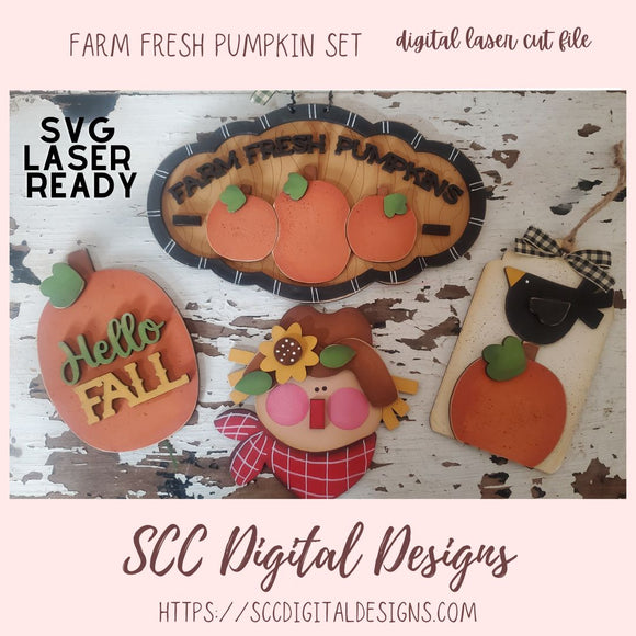 Farm Fresh Pumpkins SVG 4 designs digital laser cut svg format