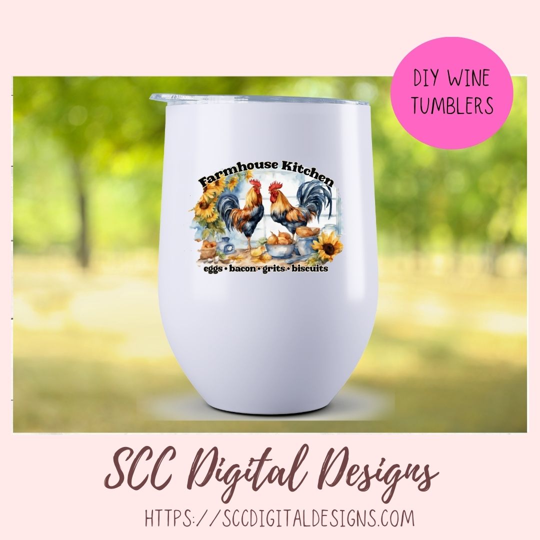 Farmhouse Kitchen PNG, Sublimation Rooster Clip Art for Home Decor, Eggs Bacon Grits Biscuits Clipart for Mugs for Women, DIY Wall Art