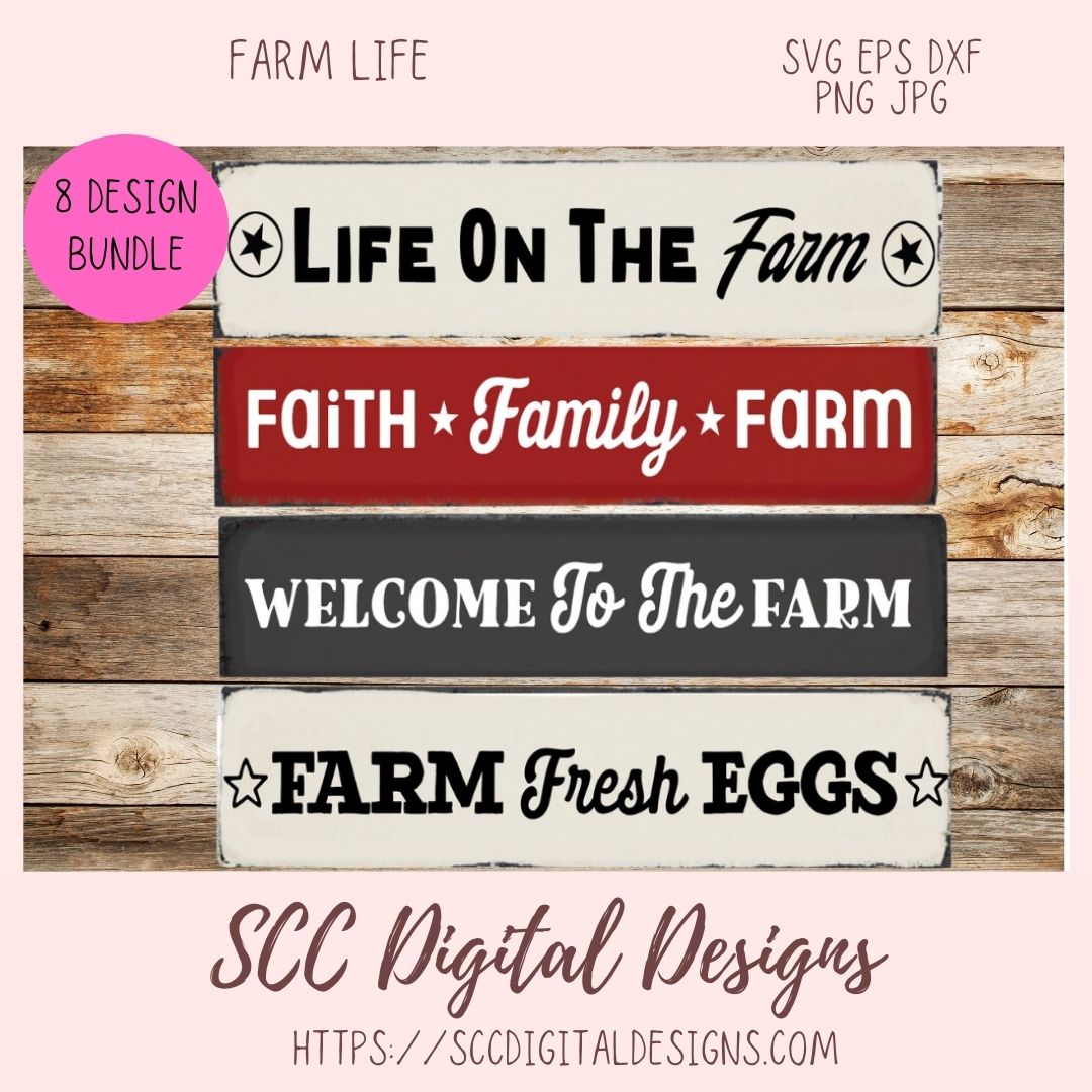 Farm Life 8 Bundle SVG, Farm Fresh Eggs, Farmhouse Decor for Mom, Well Hello Farmer Wall Art for Girlfriend Farm Quotes for Tumblers for Dad