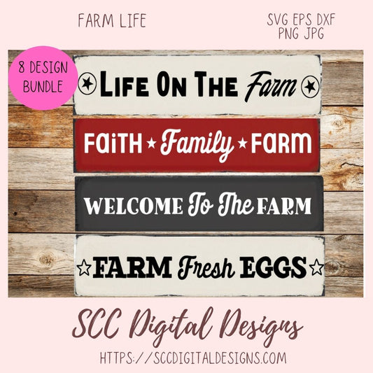 Farm Life 8 Bundle SVG, Farm Fresh Eggs, Farmhouse Decor for Mom, Well Hello Farmer Wall Art for Girlfriend Farm Quotes for Tumblers for Dad
