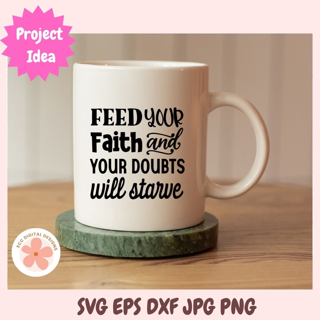 White mug with motivational quote on a wooden surface, featuring 'Project Idea' text.