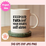 White mug with motivational quote on a wooden surface, featuring 'Project Idea' text.