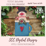 Festive Snowman Cocoa Mug Ornament SVG 1 design digital laser cut svg format