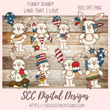 Cute Rabbit PNG, Land That I Love Clipart, Americana Red White & Blue Flag, Bald Eagle, July 4th Patriotic Independence Day Clip Art