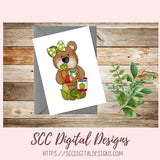 Whimsical Bears PNG for Stickers for Kids, Garden Fresh Veggies & Garden Tools Clipart for Digital Scrapbooking, Clip Art for Paper Crafting