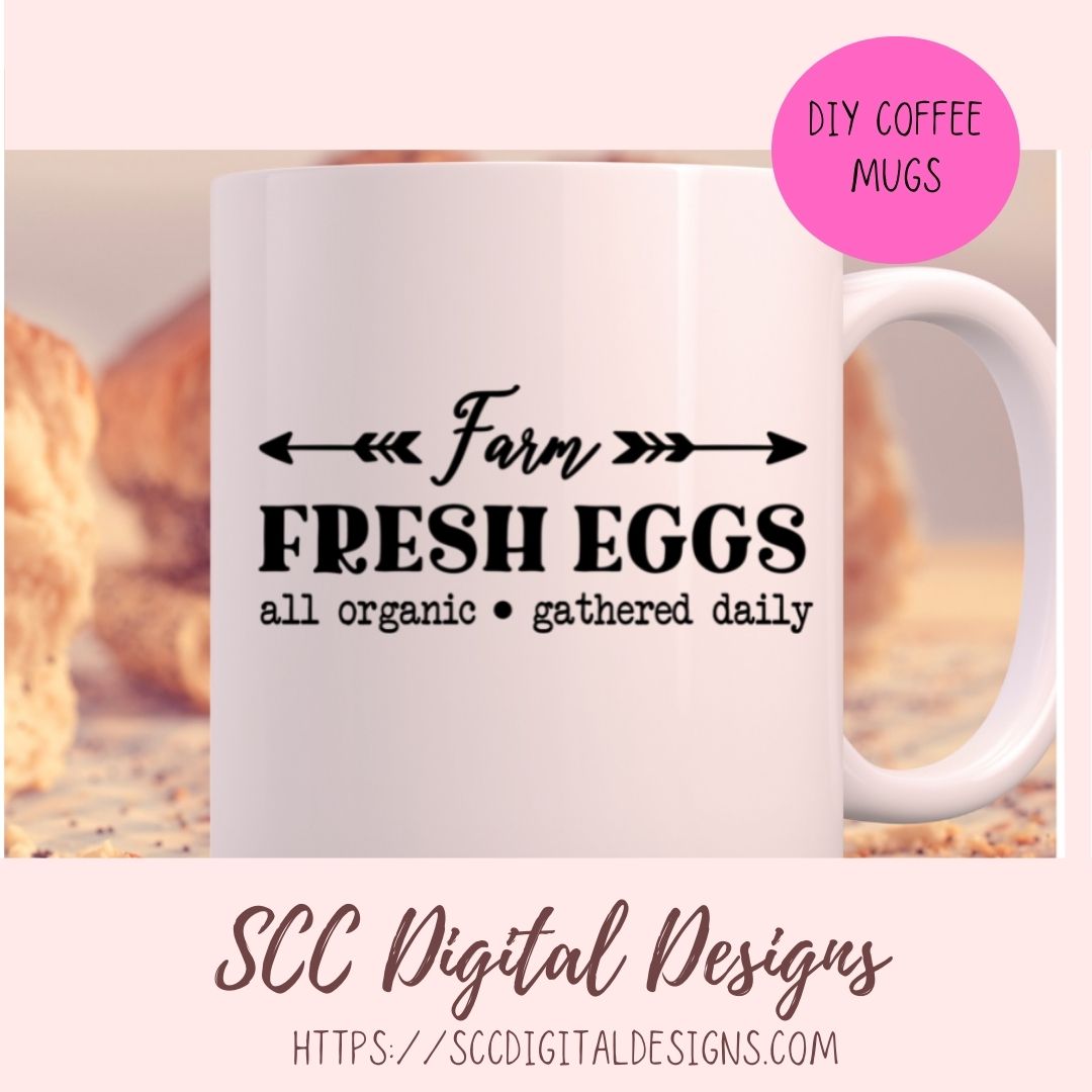 Farm Fresh Eggs SVG, All Organic Gathered Daily, Rustic Farmhouse Kitchen Sign for Mom, Chicken Lover Gift, Farm Life Sign for Girlfriend