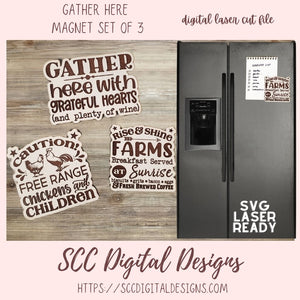 Gather Here with Grateful Hearts SVG Magnet Set 3 designs in svg laser format