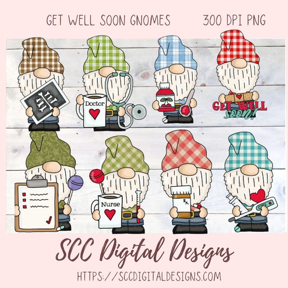 Get Well Soon Clip Art, Medical Chart, Xray, Coffee Cup Clipart, Cute Gnome PNG for Stickers for #1 Nurse, DIY Doctor Thank You Cards