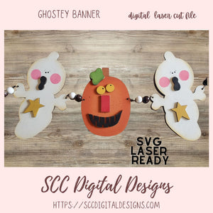 Ghosty Banner SVG Laser Ready 1 design digital laser cut svg format