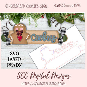 3D Christmas Ornament Laser Cut SVG, Gingerbread Cookies Sign SVG Design for Glowforge & Laser Cutters, Instant Download Digital Woodworking Pattern