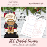 3D SVG for Glowforge & Laser Cutters, Gingerbread Santa Christmas Ornament Laser Ready Cut Files, Instant Download Digital Woodworking Pattern