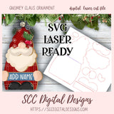 Whimsical Gnomey Claus Christmas Ornament SVG Cut Design, 3D Laser Ready for Glowforge & Laser Cutters, Instant Download Digital Woodworking Pattern