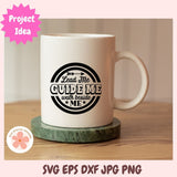 White mug with black text on a wooden surface, featuring 'Lead Me Guide Me walk beside ME' design.
