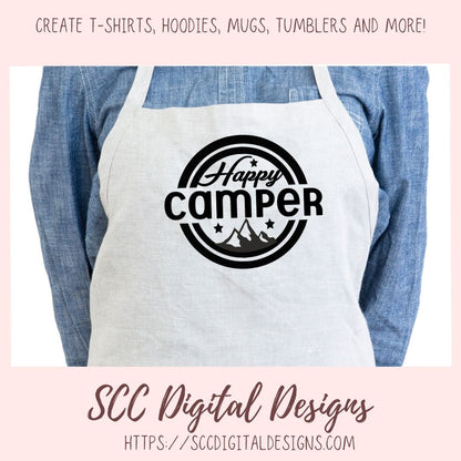 Happy Camper SVG, RV Life Camping Quote for Shirt for Girlfriend, Outdoor Lover PNG for Tumbler Designs, Glamper Decal for Vehicle for Mom