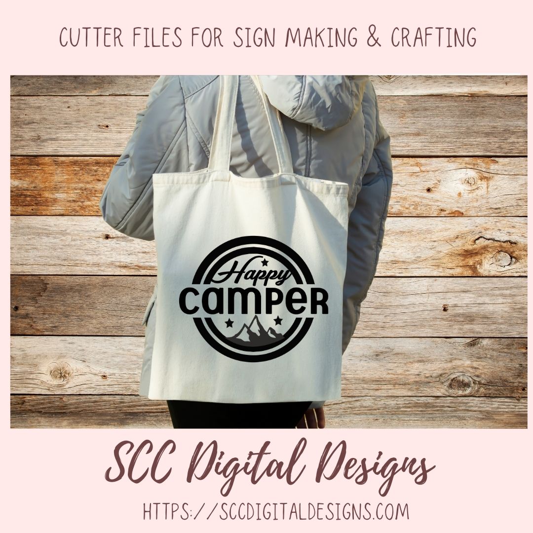 Happy Camper SVG, RV Life Camping Quote for Shirt for Girlfriend, Outdoor Lover PNG for Tumbler Designs, Glamper Decal for Vehicle for Mom