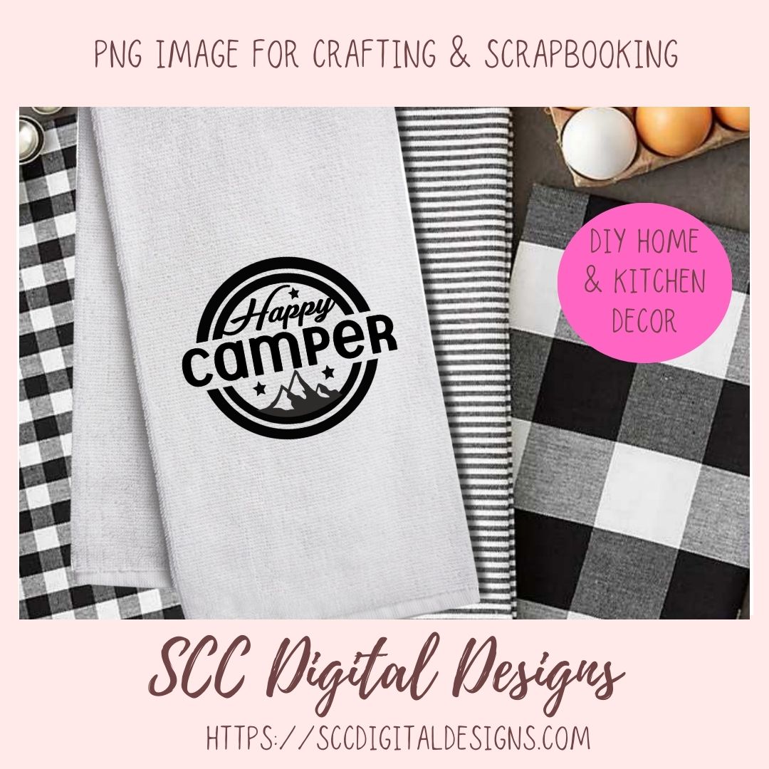 Happy Camper SVG, RV Life Camping Quote for Shirt for Girlfriend, Outdoor Lover PNG for Tumbler Designs, Glamper Decal for Vehicle for Mom