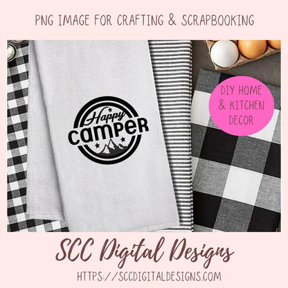 Happy Camper SVG, RV Life Camping Quote for Shirt for Girlfriend, Outdoor Lover PNG for Tumbler Designs, Glamper Decal for Vehicle for Mom
