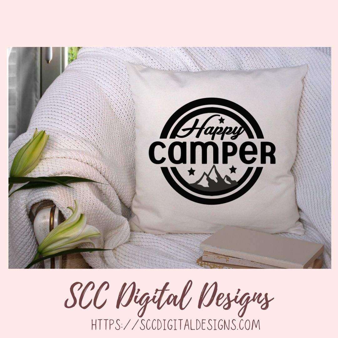 Happy Camper SVG, RV Life Camping Quote for Shirt for Girlfriend, Outdoor Lover PNG for Tumbler Designs, Glamper Decal for Vehicle for Mom