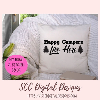 Happy Campers SVG Bundle, Adventure Awaits Glamper Wall Art for Mom, Welcome to our Firepit Glamping Flag for Girlfriend, Camping Quotes PNG