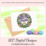 Wreath Sublimation Clipart, Happy Easter PNG for Tumblers, Spring Clip Art for Stickers for Mom, Instant Download Commercial Use Art