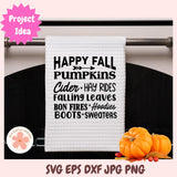 Happy Fall SVG, Pumpkins Cider Hayrides Falling Leaves Bonfires Collage Design, Farmhouse Autumn Wall Art, Fall Vibes Vinyl Cut File for Home Decor