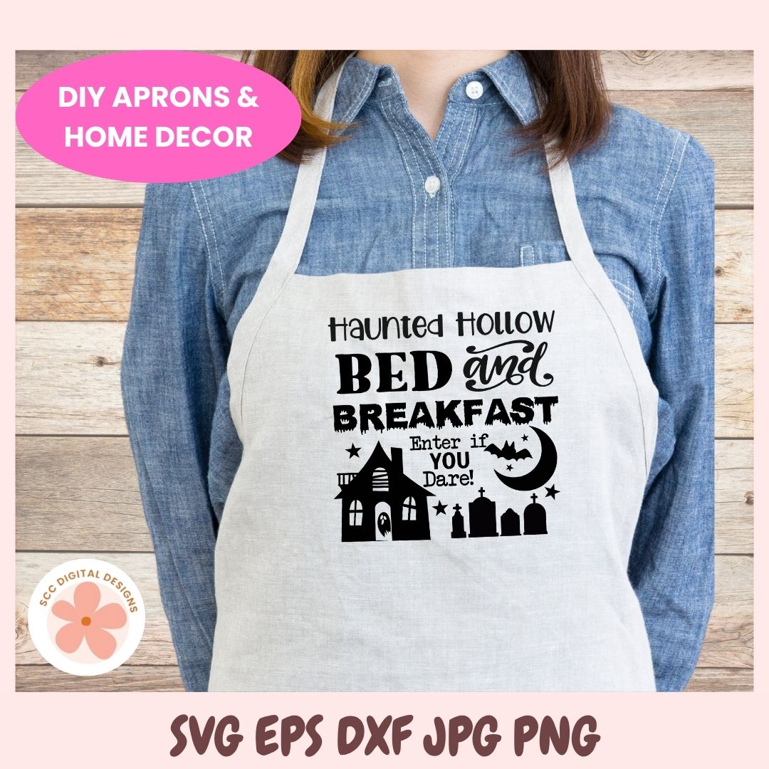 Haunted Hallow Bed & Breakfast SVG, Farmhouse Halloween Sign Cut File, Spooky Halloween Quote SVG for Cricut & Silhouette Home Decor