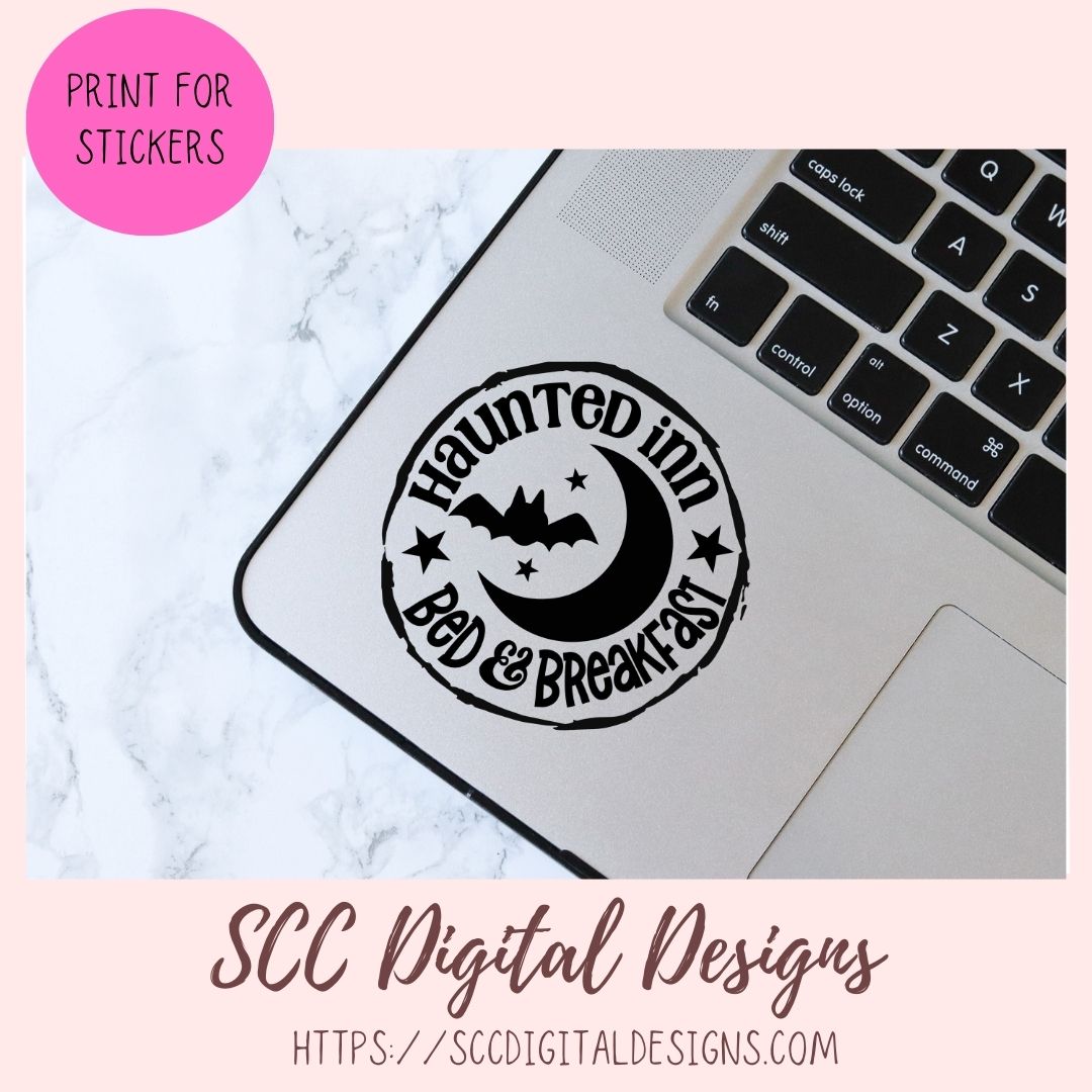 Haunted Inn Bed & Breakfast SVG, Spooky Bat PNG for Halloween Door Sig ...