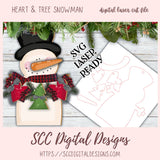 Whimsical Snowman with Hearts & Trees Christmas Ornament SVG Cut Design, 3D Laser Ready for Glowforge & Laser Cutters, Instant Download Digital Woodworking Pattern