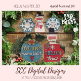 Hello Winter Laser SVG 5 designs in svg laser format