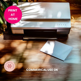 Printer on a wooden surface with 'Print at Home' and 'Commercial Use OK' text overlay.