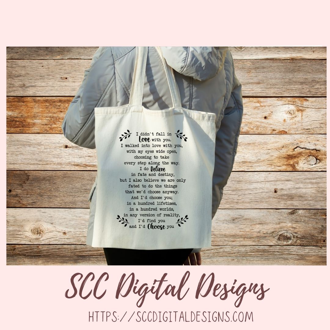 I Didn't Fall in Love SVG, I'd Choose You Wedding Gift for Couple, I Do Believe in Fate & Destiny Anniversary Wall Art Gift for Wife