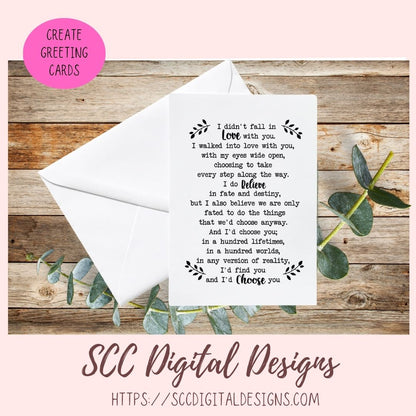 I Didn't Fall in Love SVG, I'd Choose You Wedding Gift for Couple, I Do Believe in Fate & Destiny Anniversary Wall Art Gift for Wife