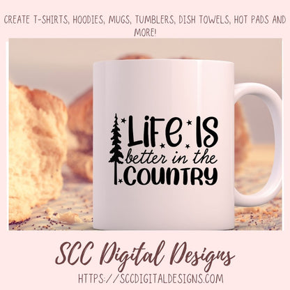 Life is Better in The Country SVG, Farm Girl Shirt for Mom, Farmhouse Sign Decor for Girlfriend, House Warming Gift for Ranch Couple